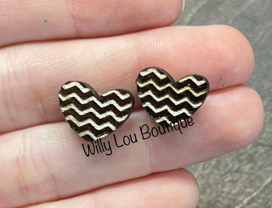Chevron Heart Stud Earrings