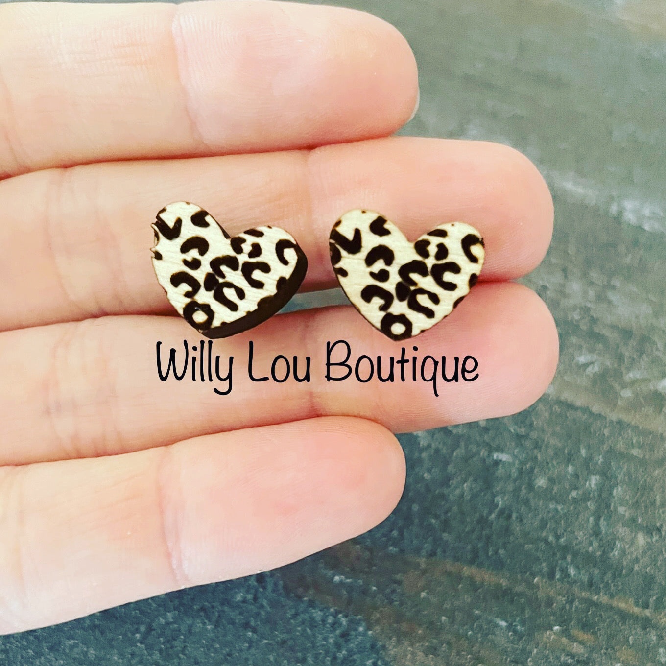 Leopard Heart Stud Earrings