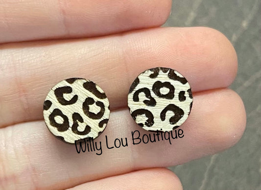 Leopard Print Circle Stud Earrings